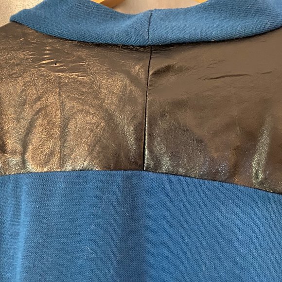 Faux Leather Teal Open Front Cardigan XL - Picture 6 of 7